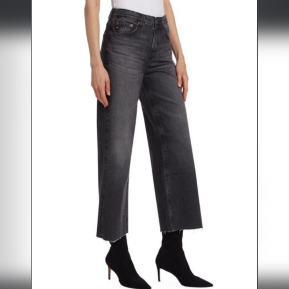 NWT Adriano Goldschmied Saige Wide-Leg Cropped Jeans